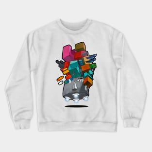 Robot head, strategist or a head full of junk Crewneck Sweatshirt